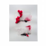 aquarelle abstraite brodée avec de la laine fushia