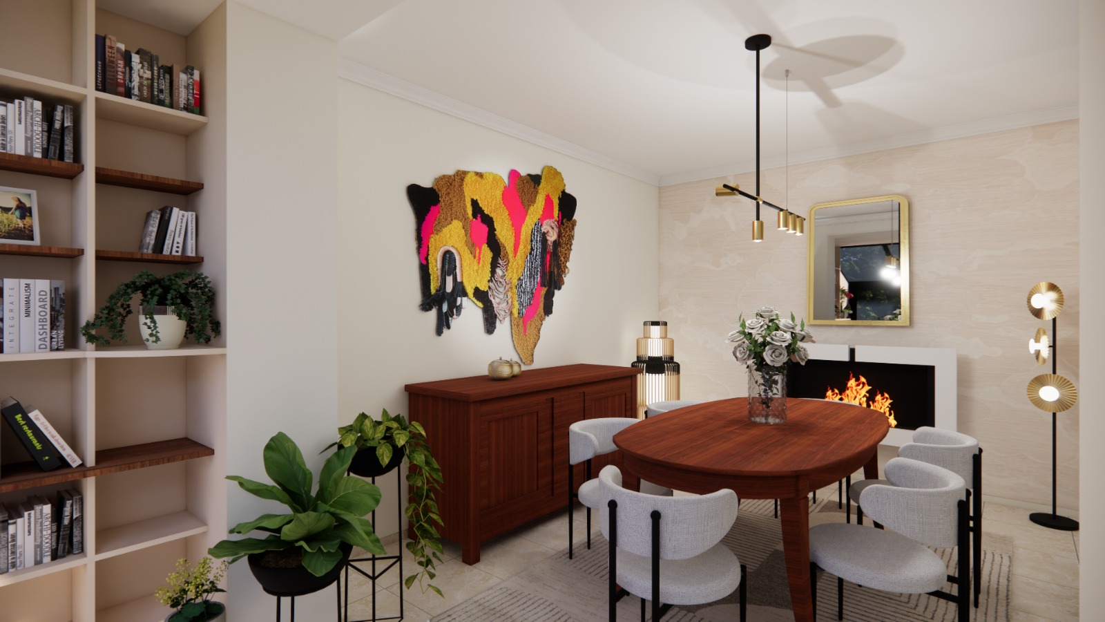 intérieur redécoré avec une tapisserie murale sur mesure