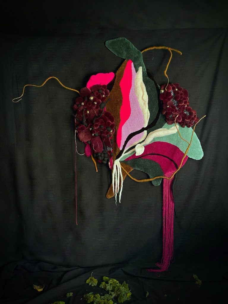 Symbiose 2 Sculptures textiles murales tufting art textile fiber art